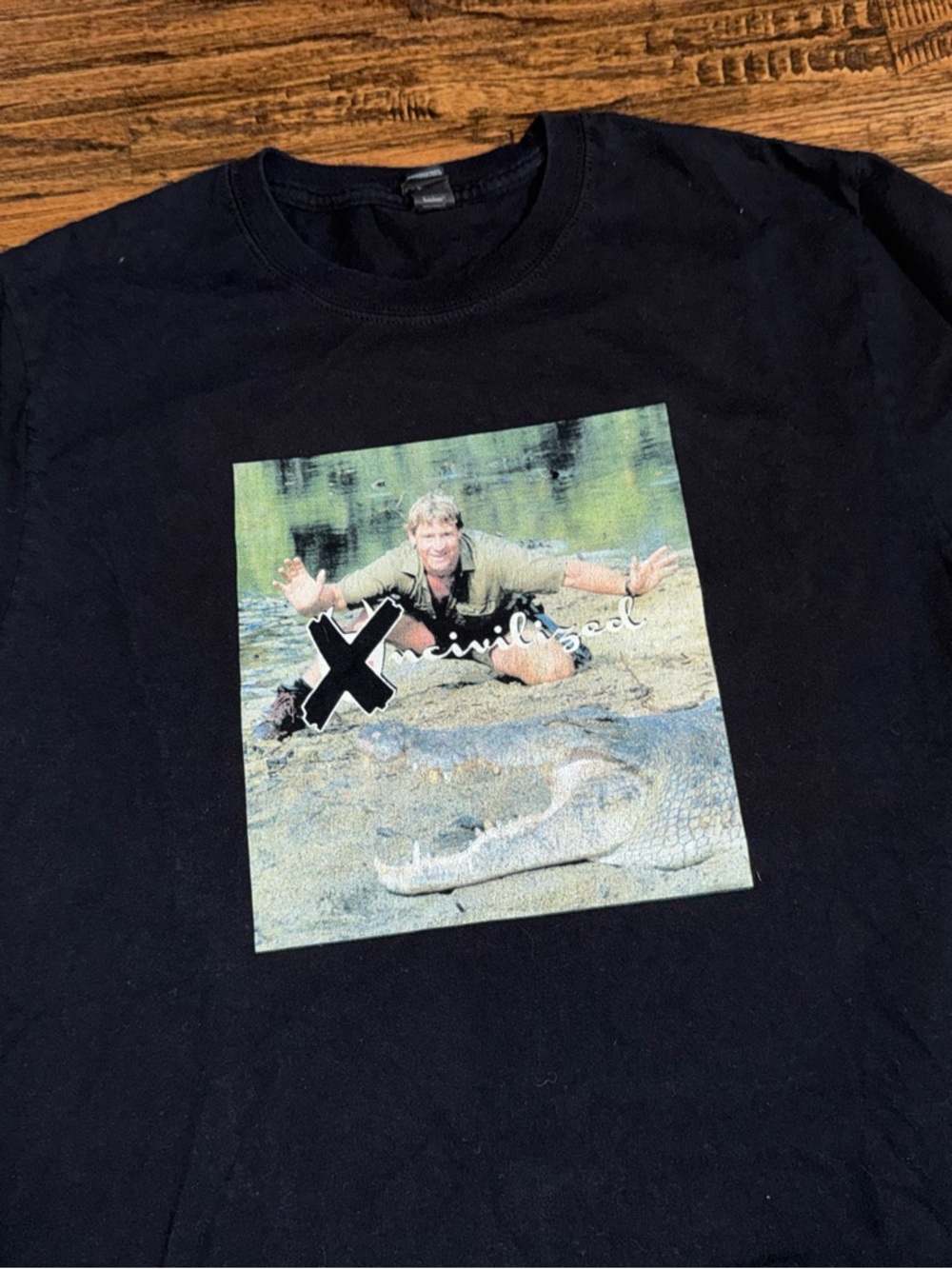 Vintage Mr. Foamer Simpson Steve Irwin Uncivilized Graphic T-Shirt Size Medium